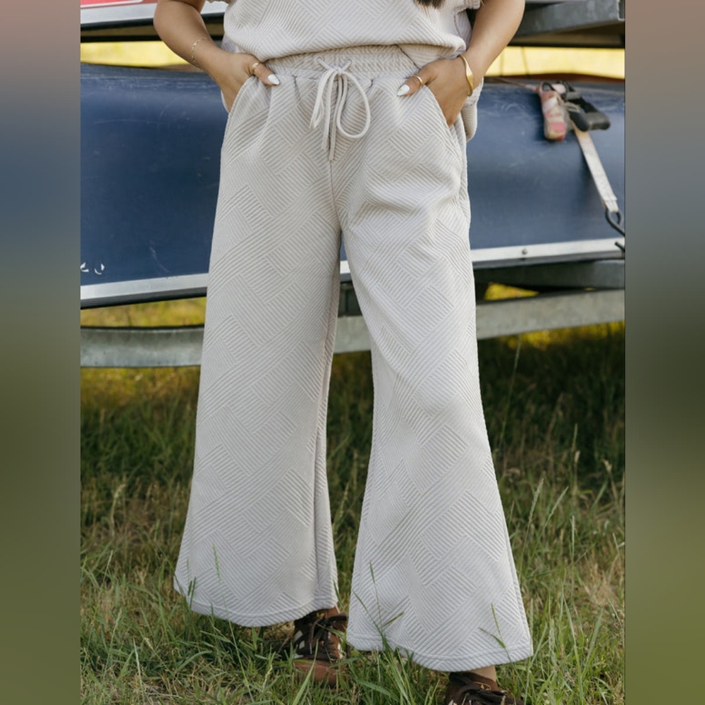 Wide Leg Textured Pants Oatmeal NWT